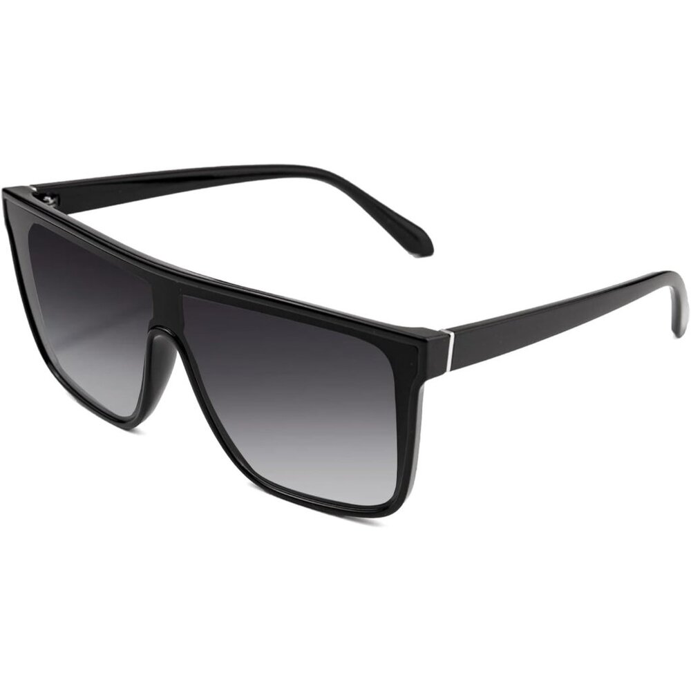 Unisex Black/Smoke Pink Lightweight Trendy Flat Top Sun Glasses Shades